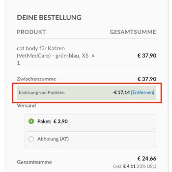 Punkte sind vergleichbar mit einem Gutscheinrabatt.