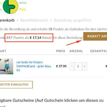 Einfach auf Mausklick die Punkte als Rabatt einlösen.