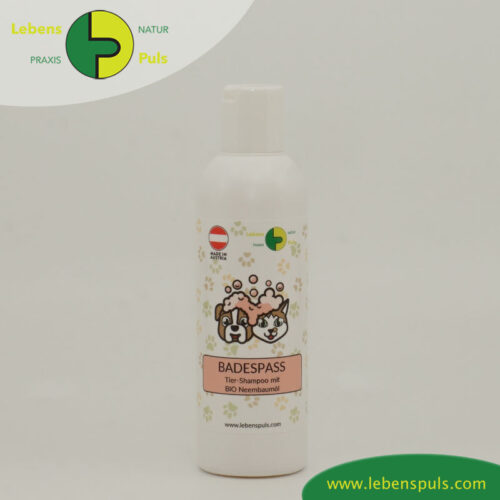 Badespass Hunde Shampoo Katzen Shampoo mit Neembaumöl mit Kippverschluss LebensPuls