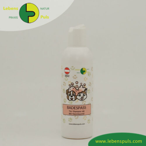 Badespass Tiershampoo mit Neembaumöl Hund und Katze mit Kippverschluss LebensPuls