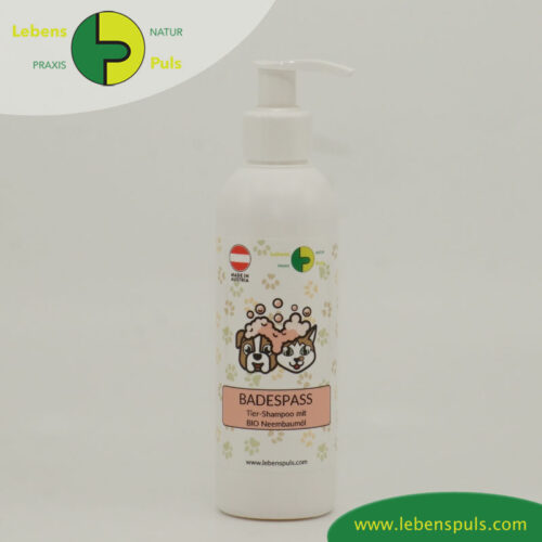 Badespass Tiershampoo mit Neembaumöl Hund und Katze mit Pumpe LebensPuls