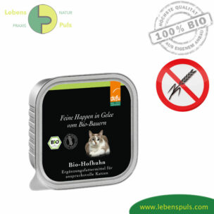 Defu Premium Katzenfutter Nassfutter getreidefrei BIO Hof Huhn mit feinen Happen in Gelee 100g