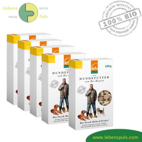 BIO Snack Huhn & Dinkel Belohnung für den Hund Defu, 5 x 200g
