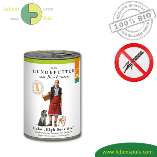 Defu High Sensitive Premium Hundefutter Nassfutter getreidefrei BIO Huhn 410g