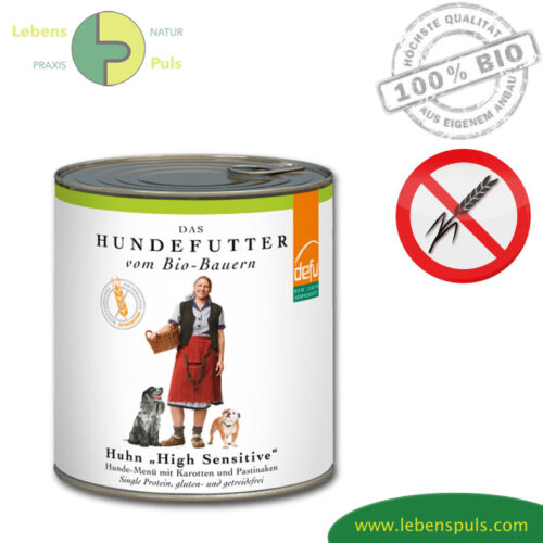 Defu High Sensitive Premium Hundefutter Nassfutter getreidefrei BIO Huhn 820g