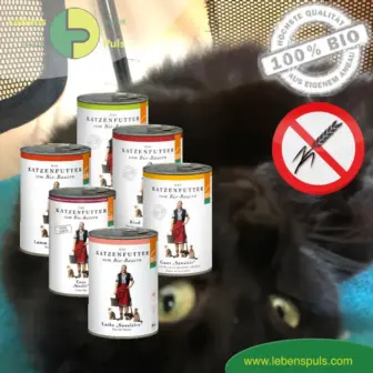 Premium Katzenfutter Nassfutter getreidefrei BIO von Defu Huhn, Ente, Gans, Rind, Lachs, Lamm; 410g